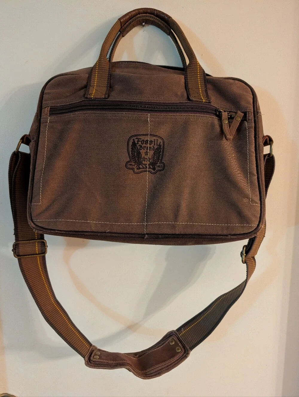 Fossil Brand Canvas Laptop Work Bag Brown 🟤